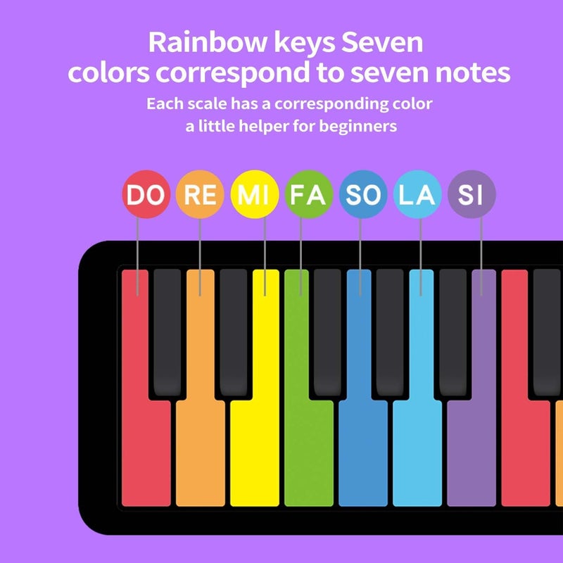 MARVTOWN Electronic Digital Music Piano, 49 Key Roll Up Keyboard Piano,Rechargeable foldable Piano keyboard，Portable Mini Keyboard piano with 8 Tones, 6 Educational Demo Songs, for Beginners Gift - Image 5